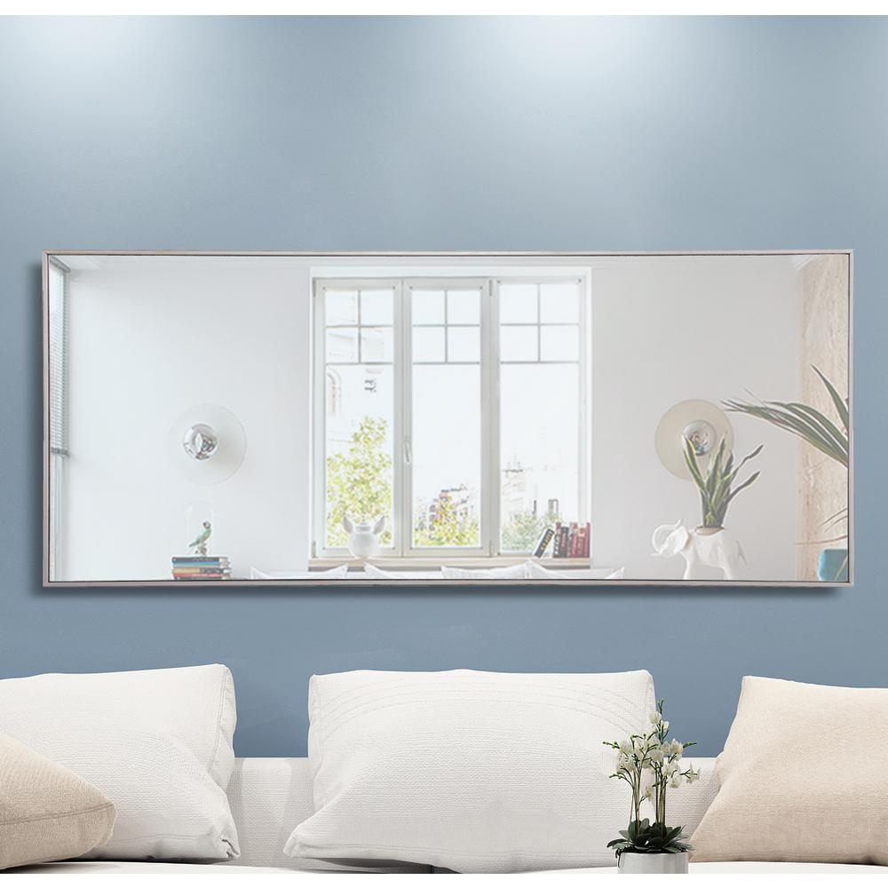 Metal frame Rectangle Mirror 30 inch Silver. Picture 12