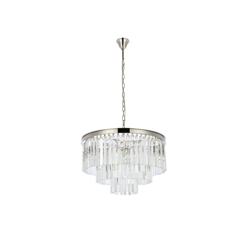 Sydney 9 light polished nickel Chandelier Clear Royal Cut Crystal. Picture 6