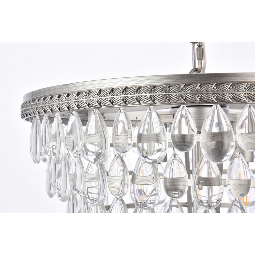 Nordic 5 light antique silver Pendant Clear Royal Cut Crystal. Picture 5