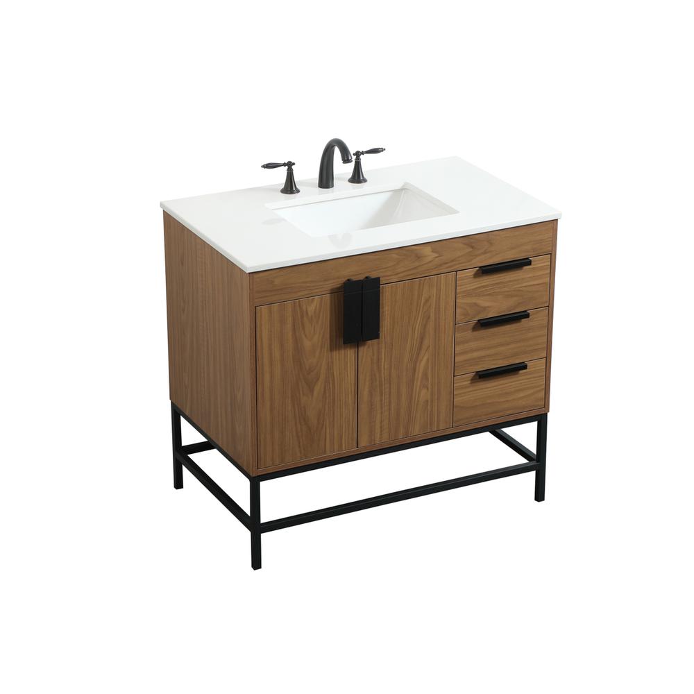 36 inch Single bathroom vanity in walnut brown. Picture 8