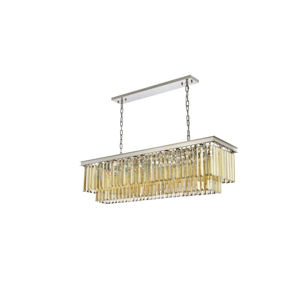 Sydney 12 light polished nickel Chandelier Golden Teak (Smoky) Royal Cut Crystal. Picture 6