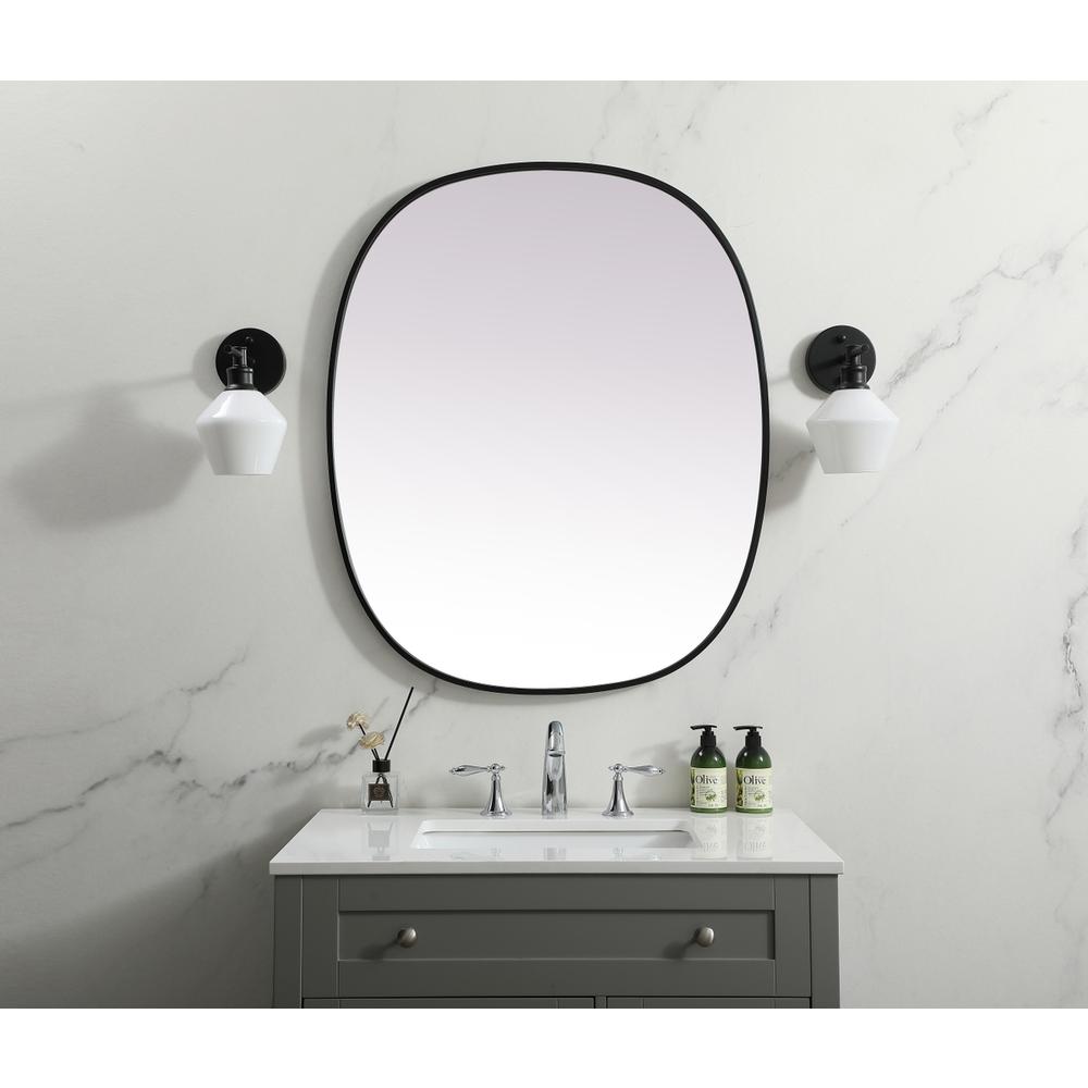 Metal Frame Oval Mirror 30x36 Inch in Black. Picture 11
