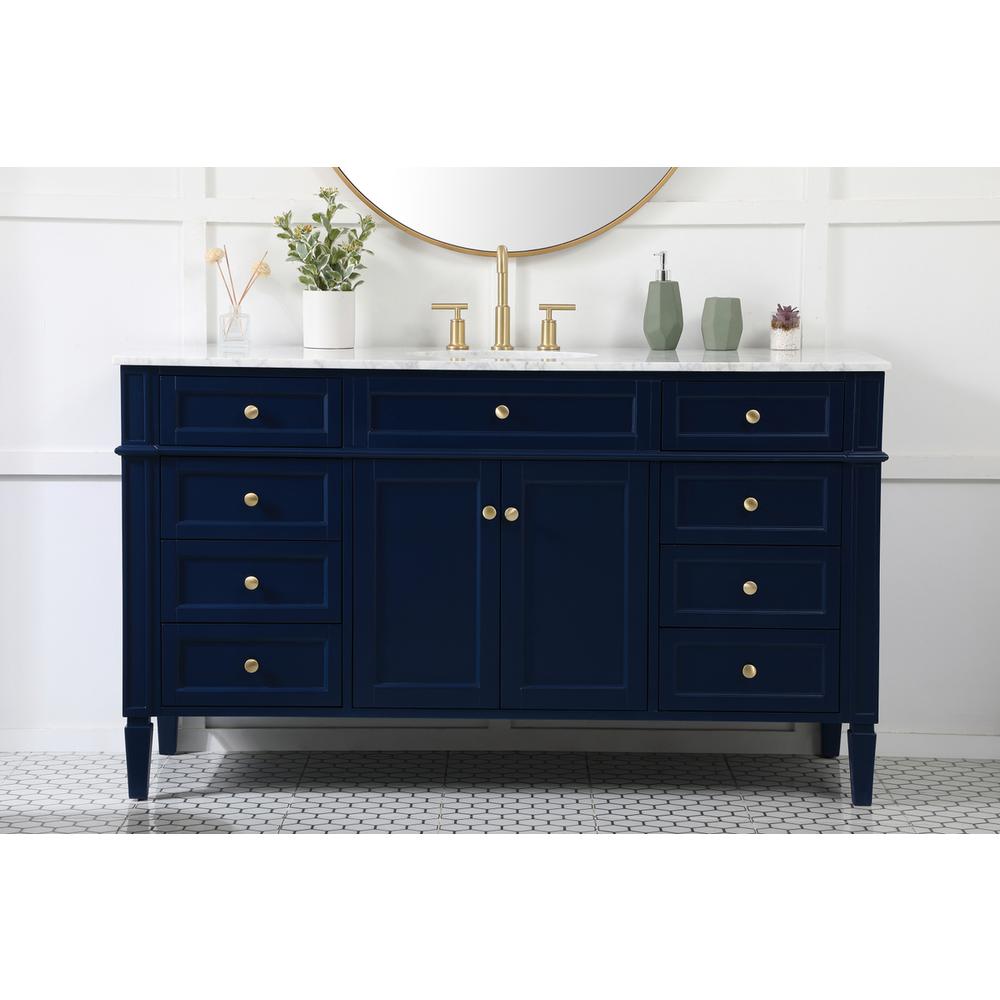 60 inch Single bathroom vanity in blue. Picture 14