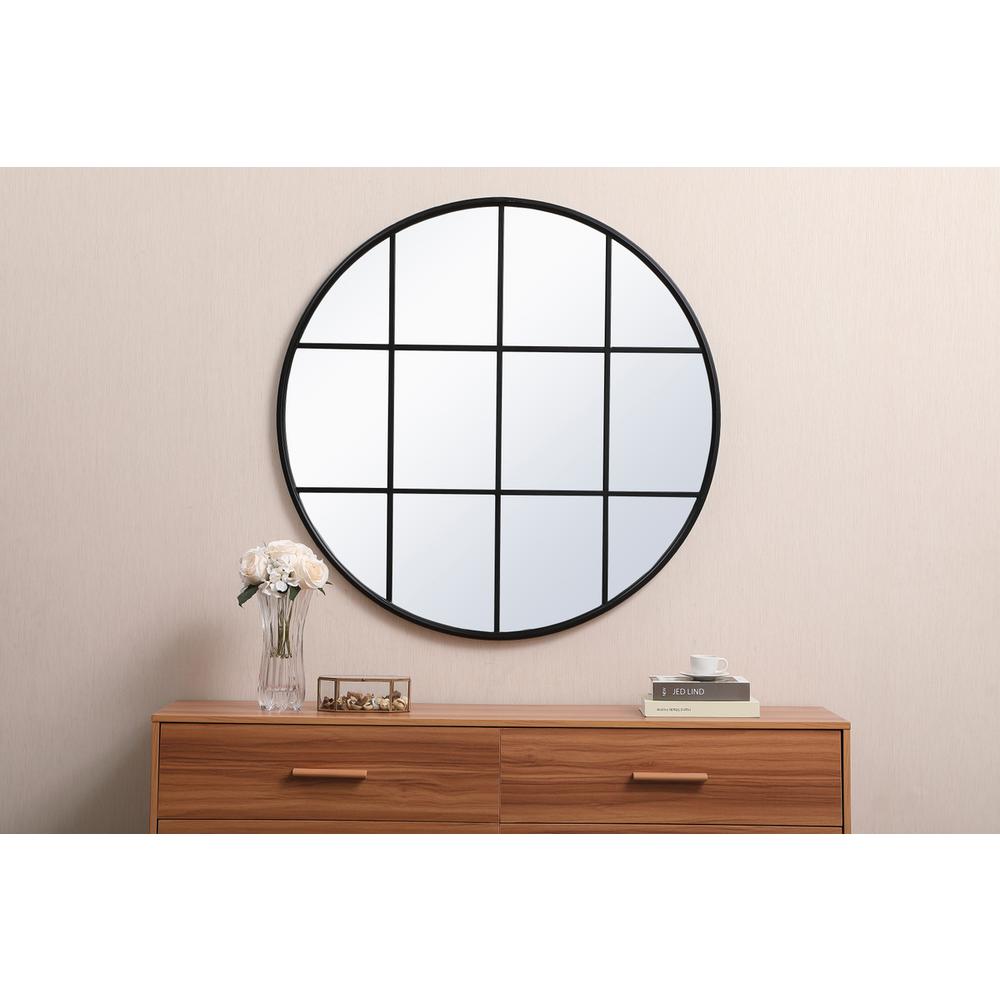 Metal windowpane mirror 42 inch x 42 inch in Black. Picture 6