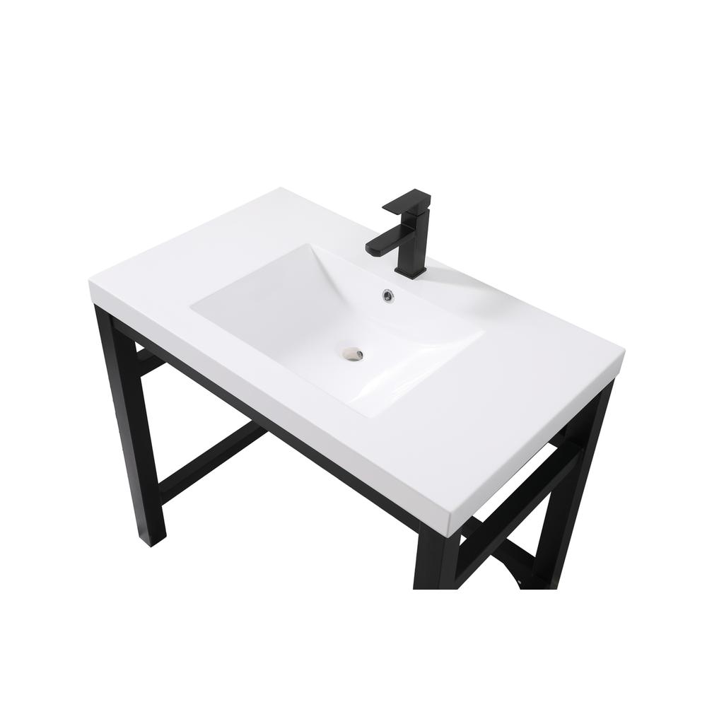 36 inch ADA compliant Single bathroom metal vanity in black. Picture 8