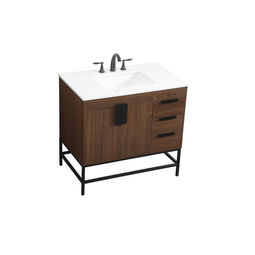 36 inch Single bathroom vanity in walnut. Picture 8