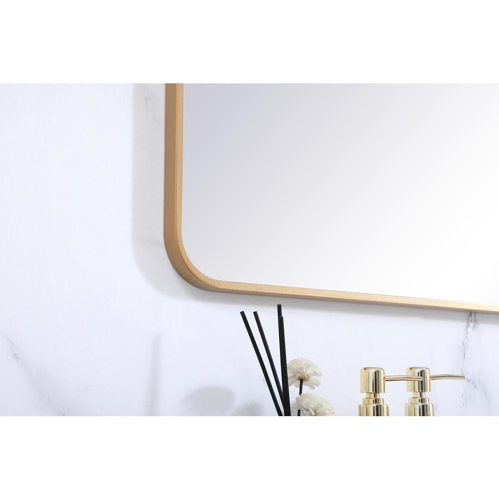 Soft corner metal rectangular mirror 30x60 inch in Brass. Picture 4