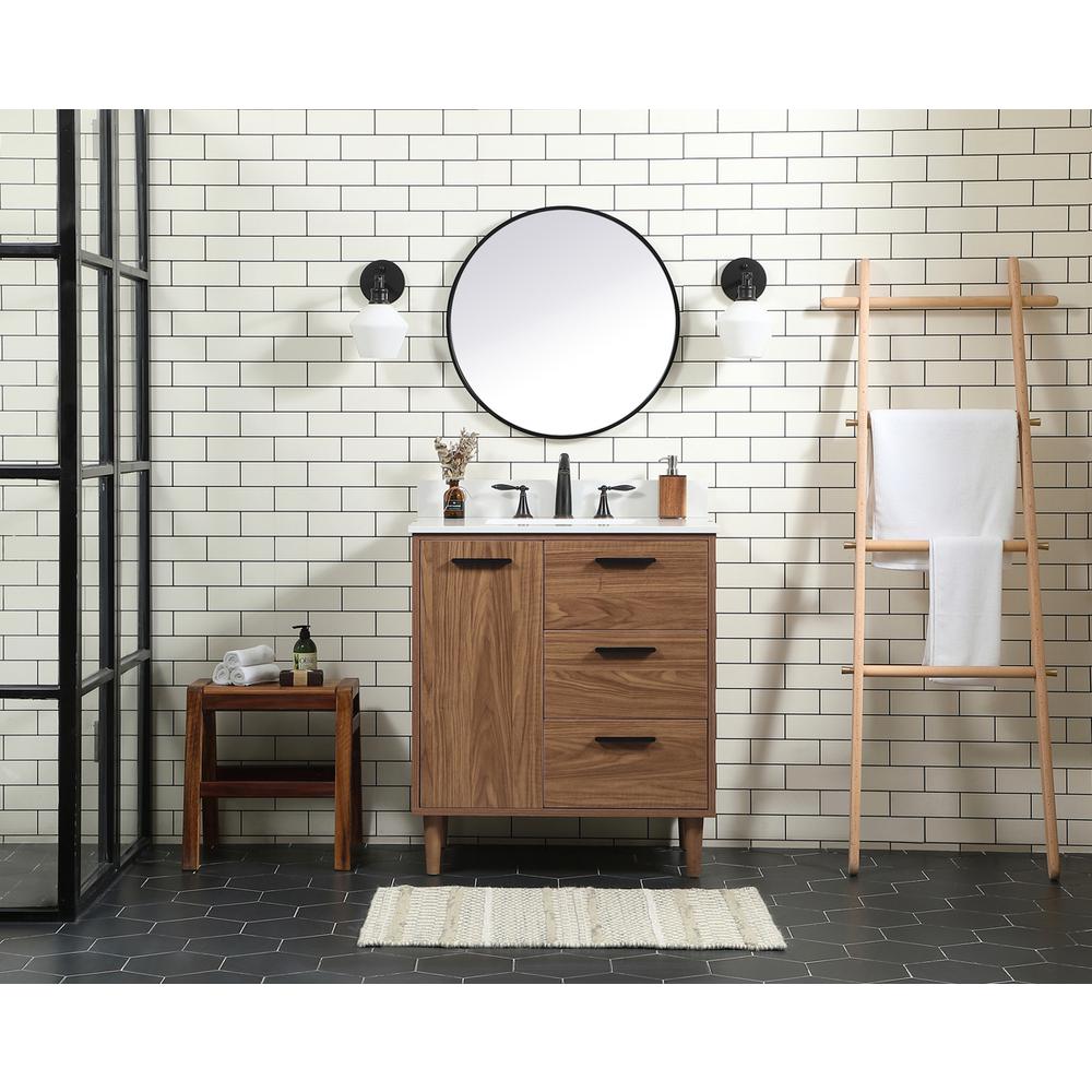 30 inch Single bathroom vanity in walnut brown with backsplash. Picture 4