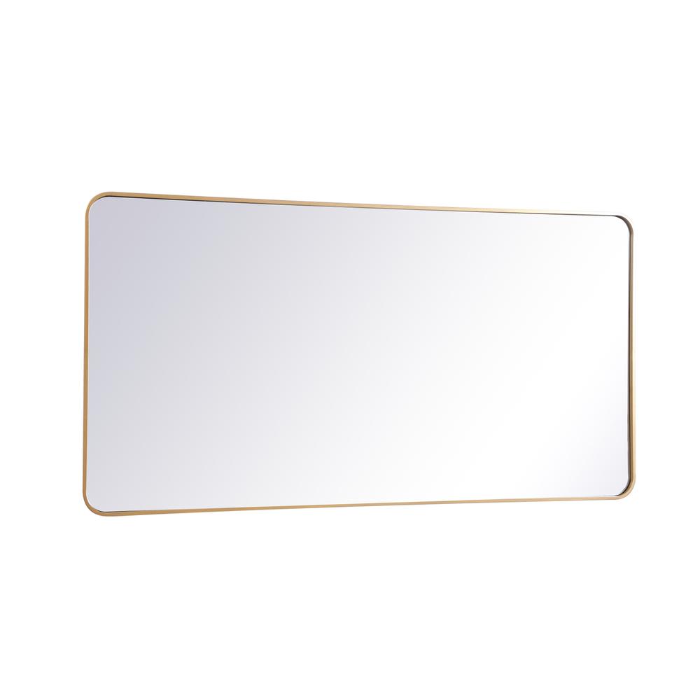 Soft corner metal rectangular mirror 30x60 inch in Brass. Picture 5