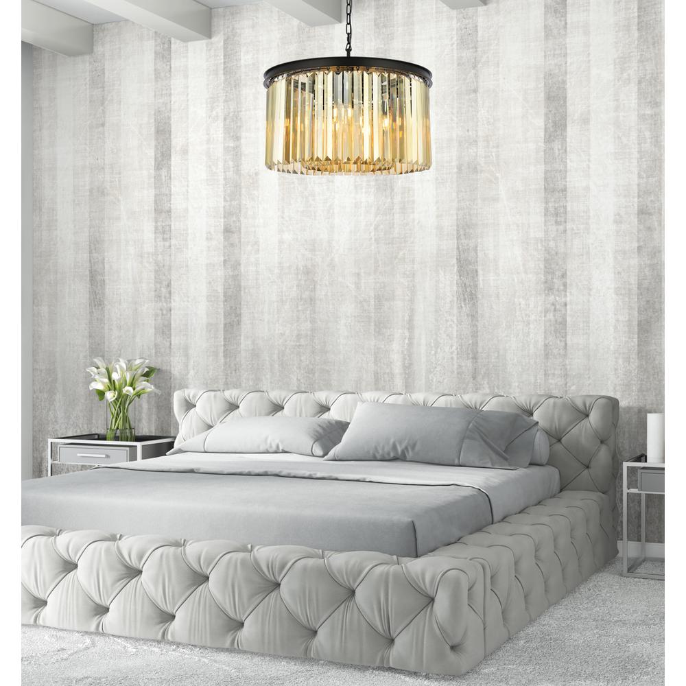 Sydney 8 light Matte Black Chandelier Golden Teak (Smoky) Royal Cut Crystal. Picture 8