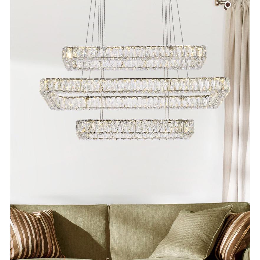 Monroe 42 inch LED triple rectangle pendant in chrome. Picture 8