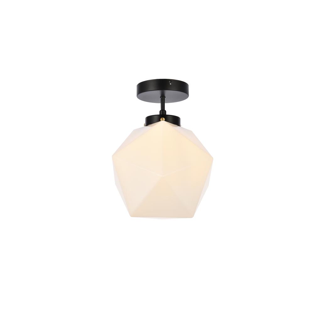 Lawrence 1 light black and white glass flush mount. Picture 2