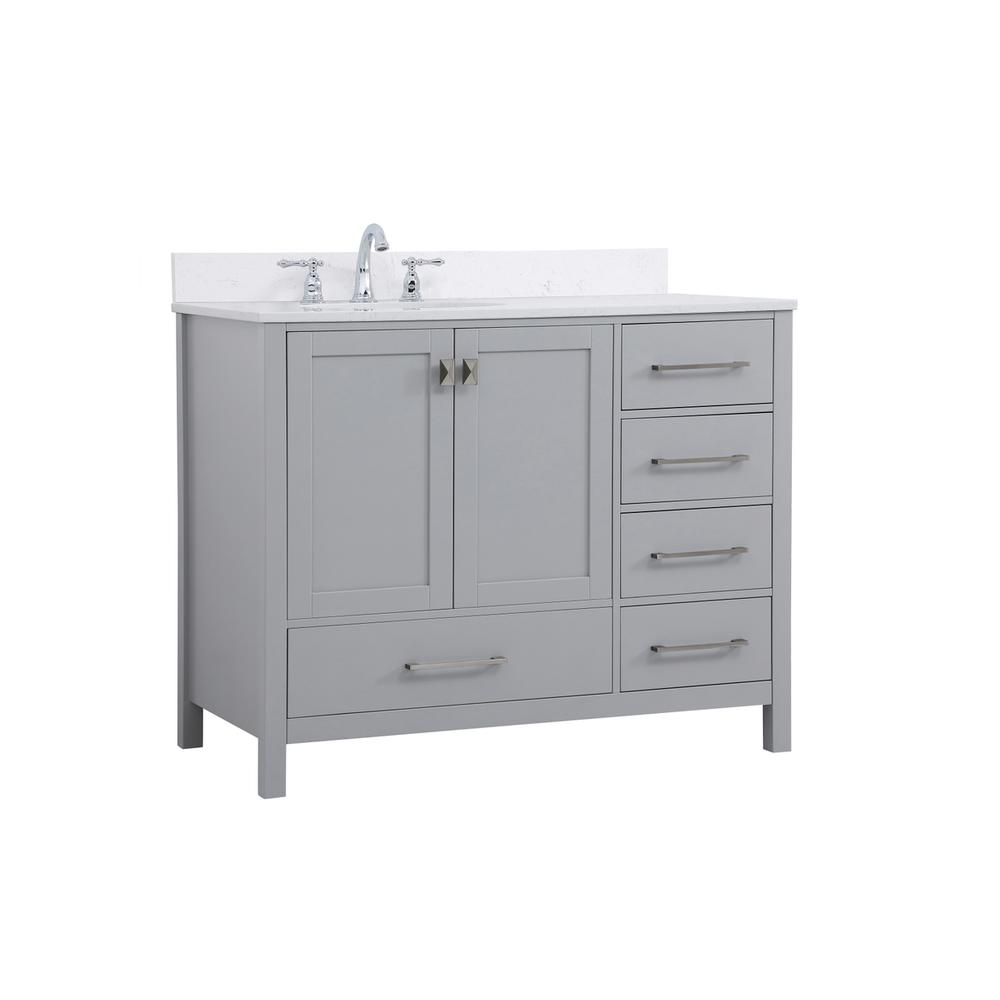 42 inch Single Bathroom Vanity in Gray with Backsplash. Picture 7