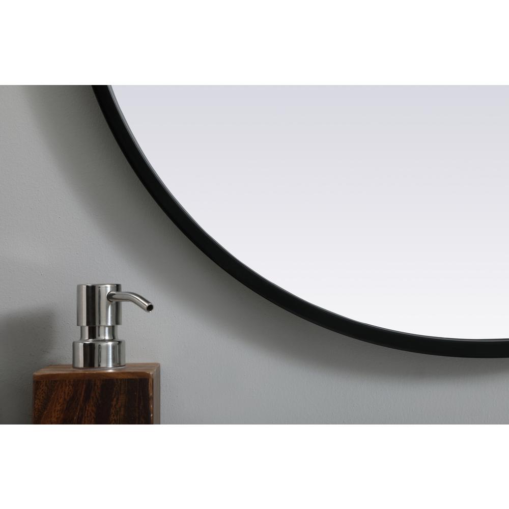 Metal Frame Oval Mirror 20x30 Inch in Black. Picture 5