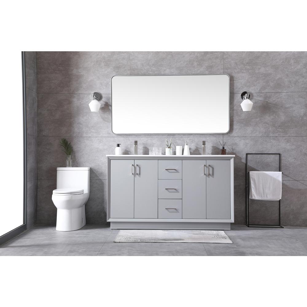60 Inch Double Bathroom Vanity In Grey. Picture 4