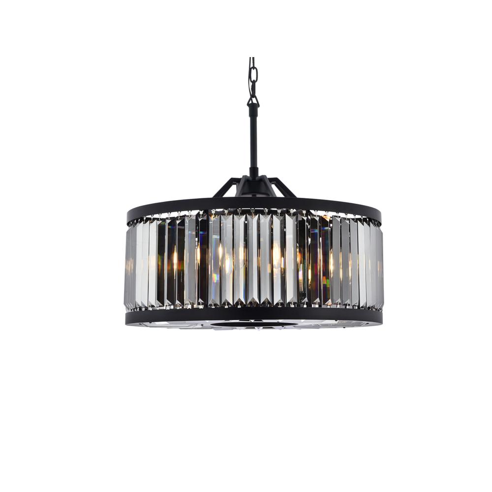 Chelsea 8 light Matte Black Chandelier Silver Shade (Grey) Royal Cut Crystal. Picture 2