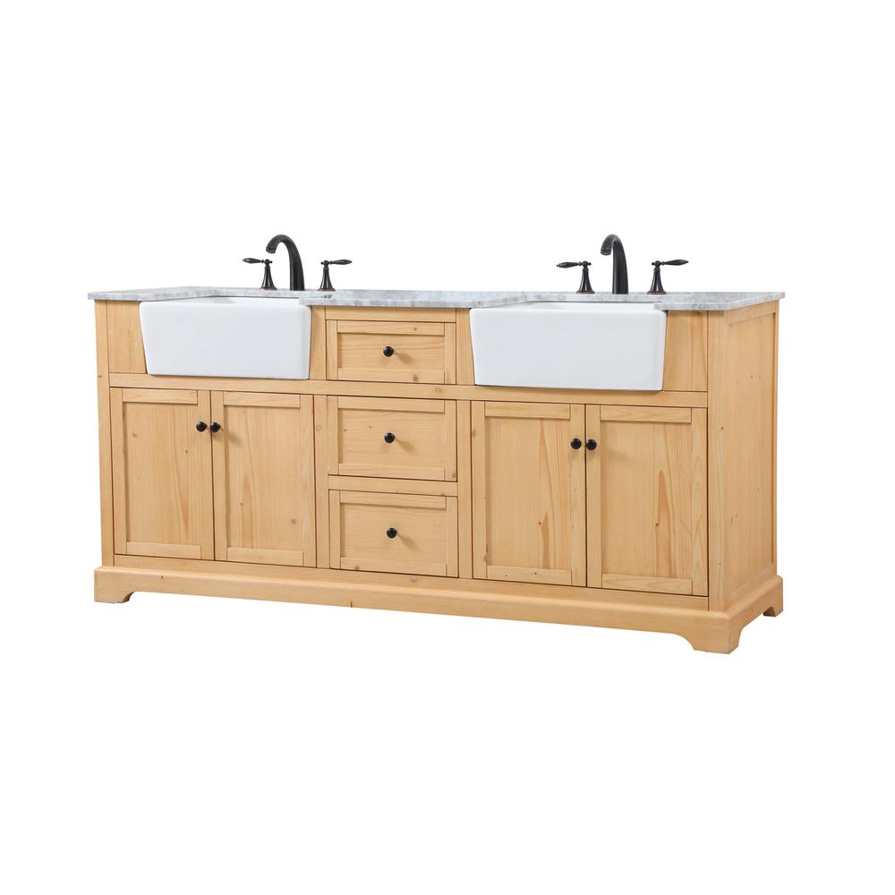 72 inch double bathroom vanity in natural wood. Picture 7