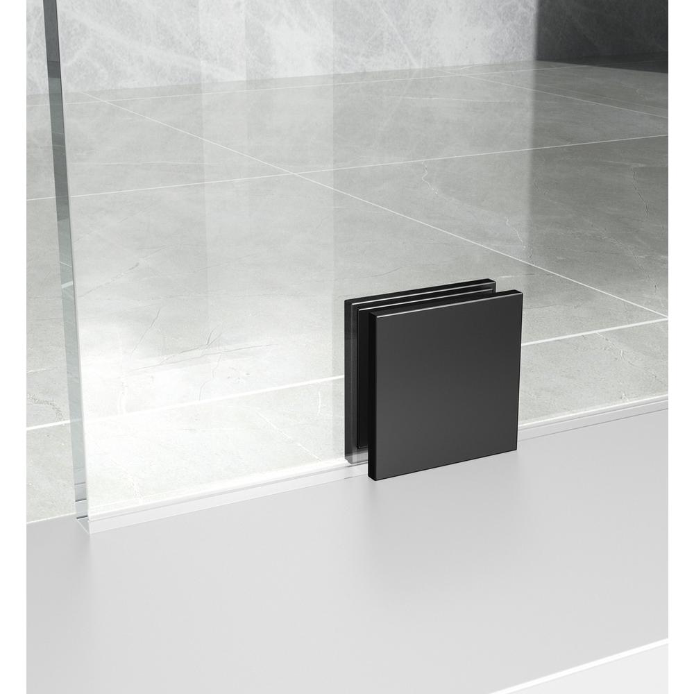 Fixed frameless shower door 35 x 78 Matte Black. Picture 6