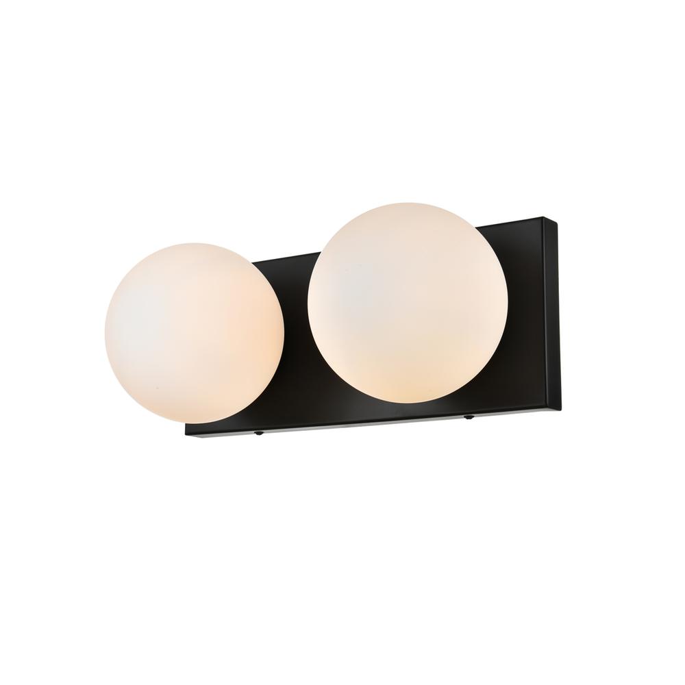 Jaylin 2 light Black and frosted white Bath Sconce. Picture 2