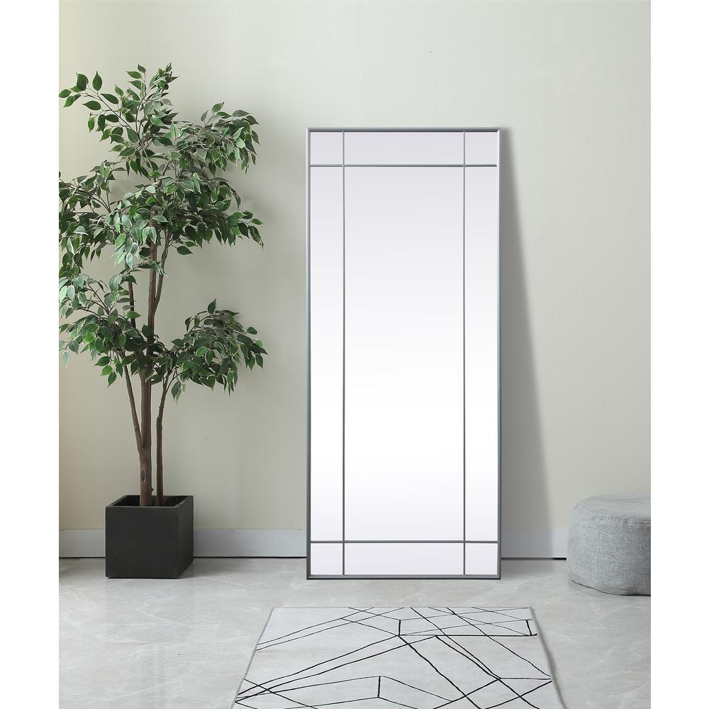 French Panel Full Length Mirror 30x70 Inch In Silver. Picture 9