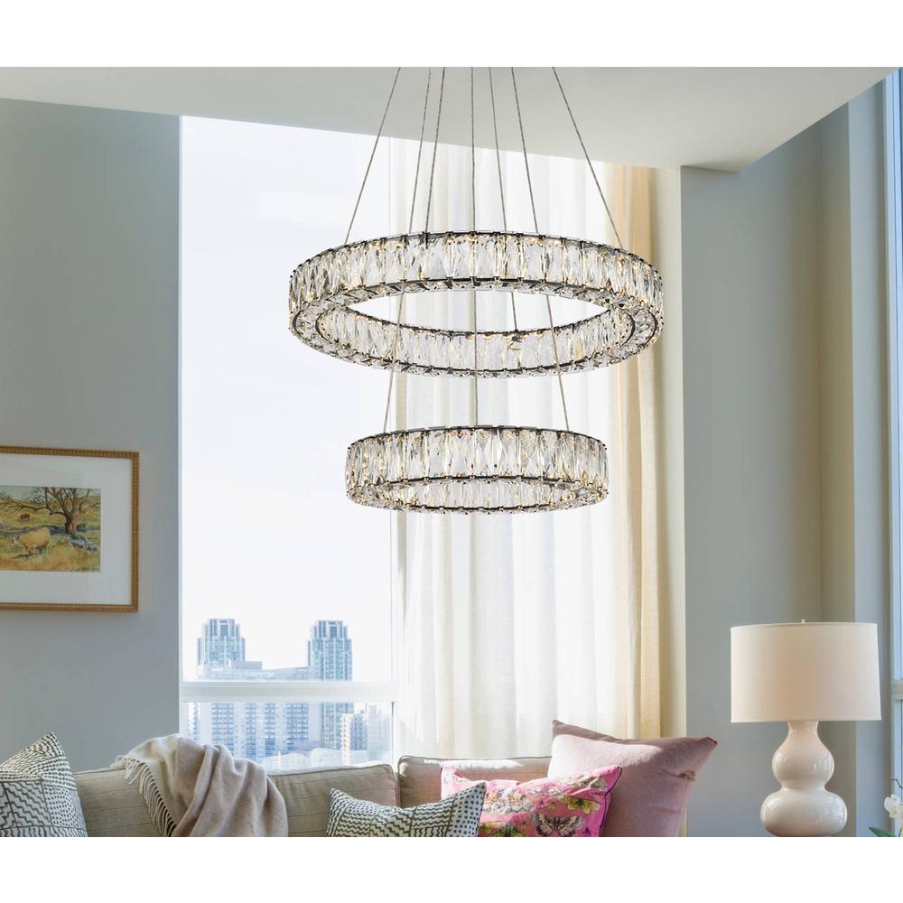 Monroe 24 inch LED double ring pendant in black. Picture 8