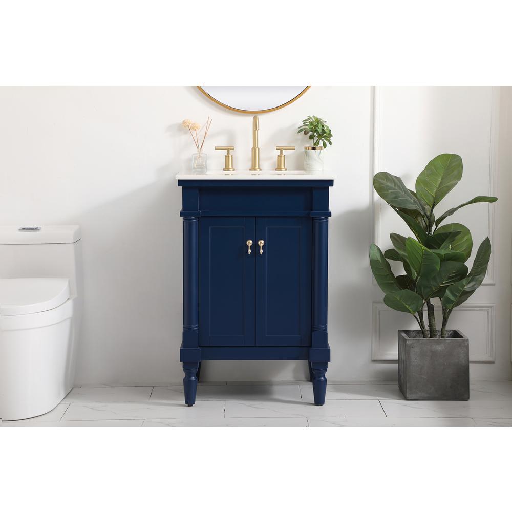 24 inch Single bathroom vanity in blue. Picture 14