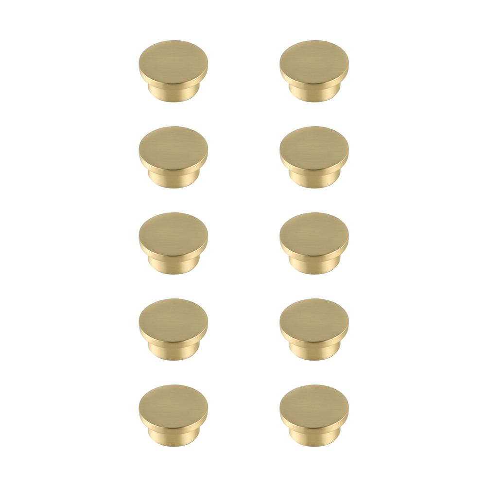Trovon 1.6" Diameter Brushed Gold Oversize Round Knob Multipack (Set of 10). Picture 1