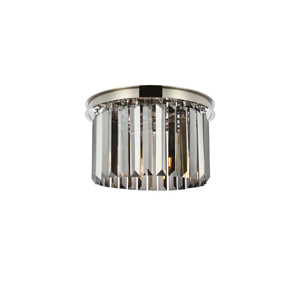 Sydney 3 light polished nickel Flush Mount Silver Shade (Grey) Royal Cut Crystal. Picture 1