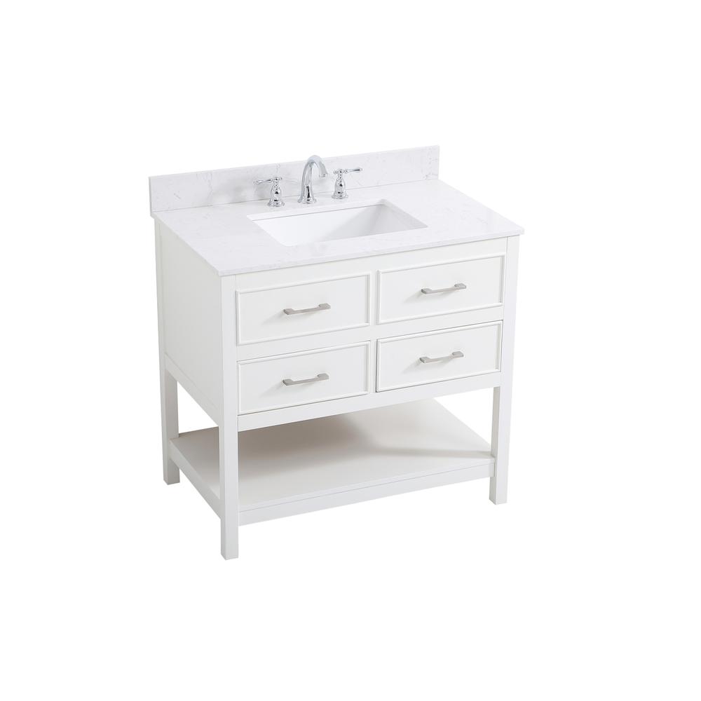 36 inch Single bathroom vanity in white with backsplash. Picture 8