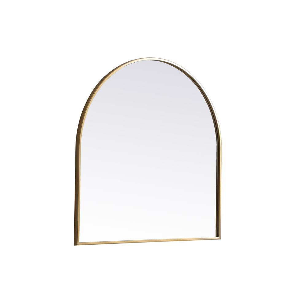 Metal Frame Arch Mirror 30x30 Inch in Brass. Picture 7