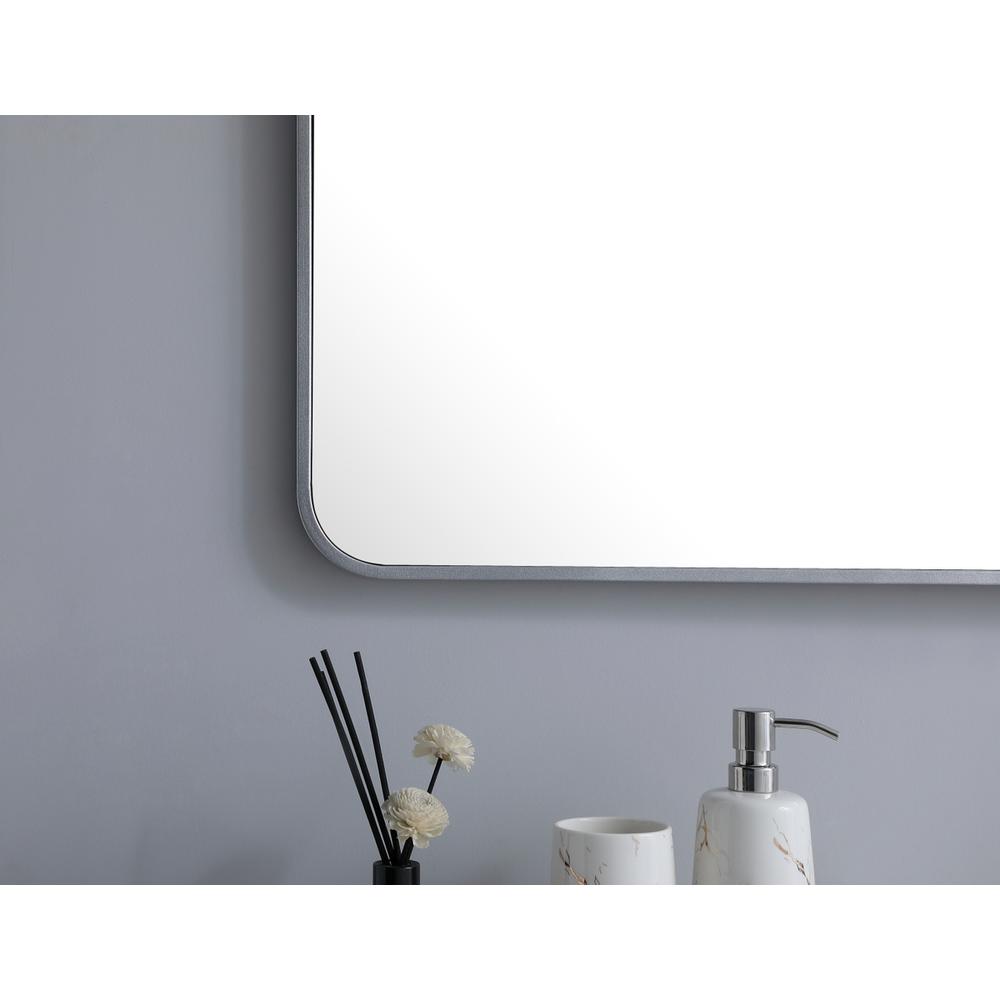 Soft corner metal rectangular mirror 30x60 inch in Silver. Picture 3