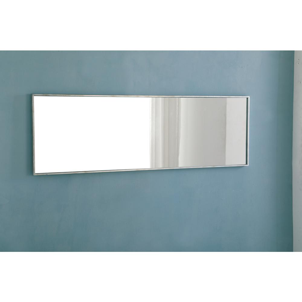 Metal frame Rectangle Mirror 18 inch Silver. Picture 6