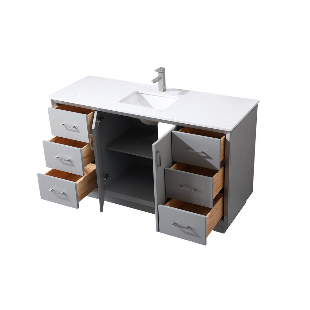60 Inch SIngle Bathroom Vanity In Grey. Picture 9