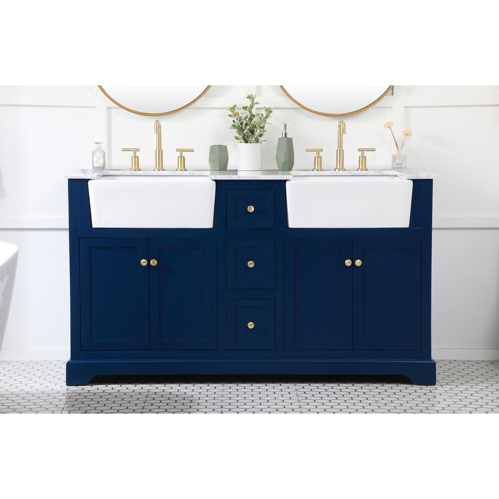 60 inch double bathroom vanity in blue. Picture 14