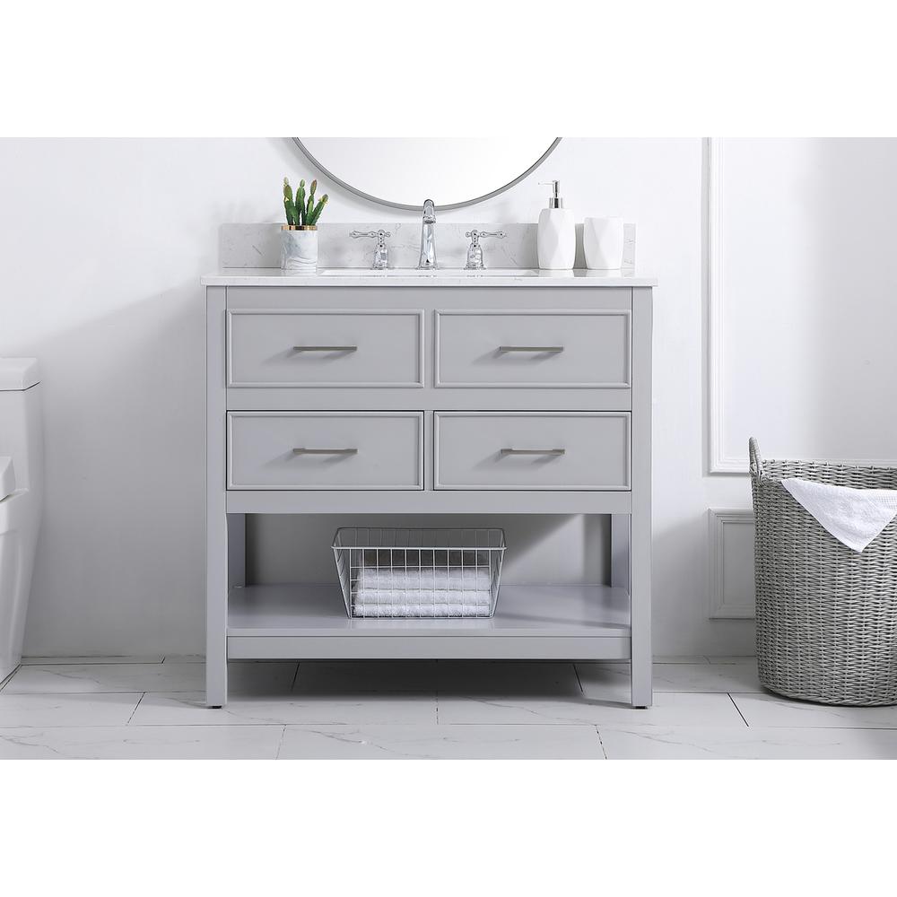 36 inch Single bathroom vanity in gray with backsplash. Picture 14