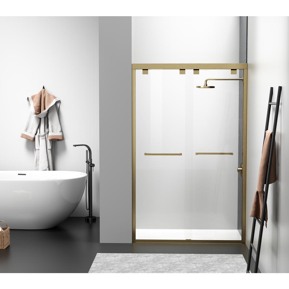 Semi-frameless shower door 48 x 76 Brushed Gold. Picture 1