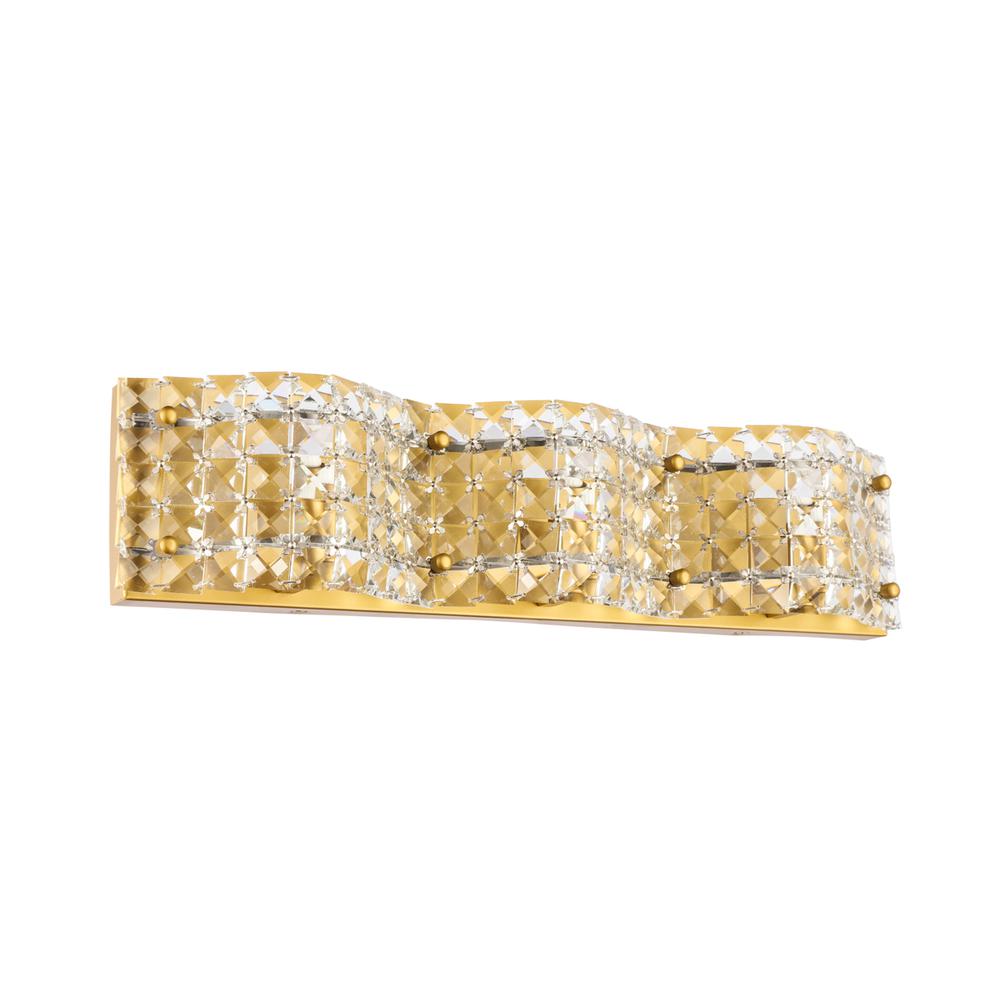 Ollie 3 light Brass and Clear Crystals wall sconce. Picture 4