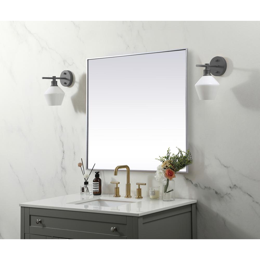 Metal Frame Square Mirror 42 inch in Silver. Picture 2
