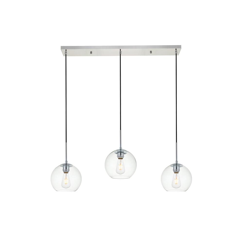 Baxter 3 Lights Chrome Pendant With Clear Glass. Picture 1