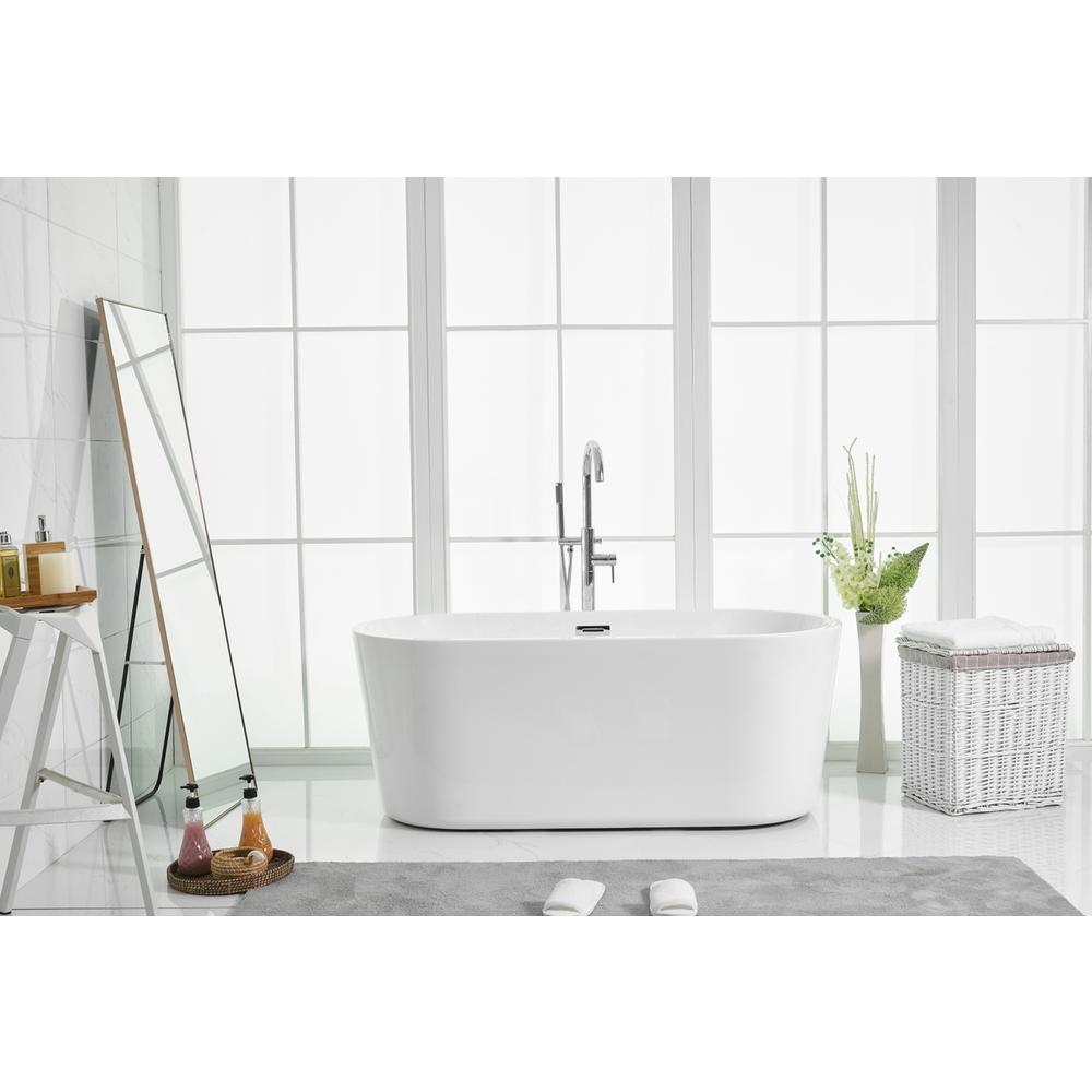 59 inch soaking roll top bathtub in glossy white. Picture 14
