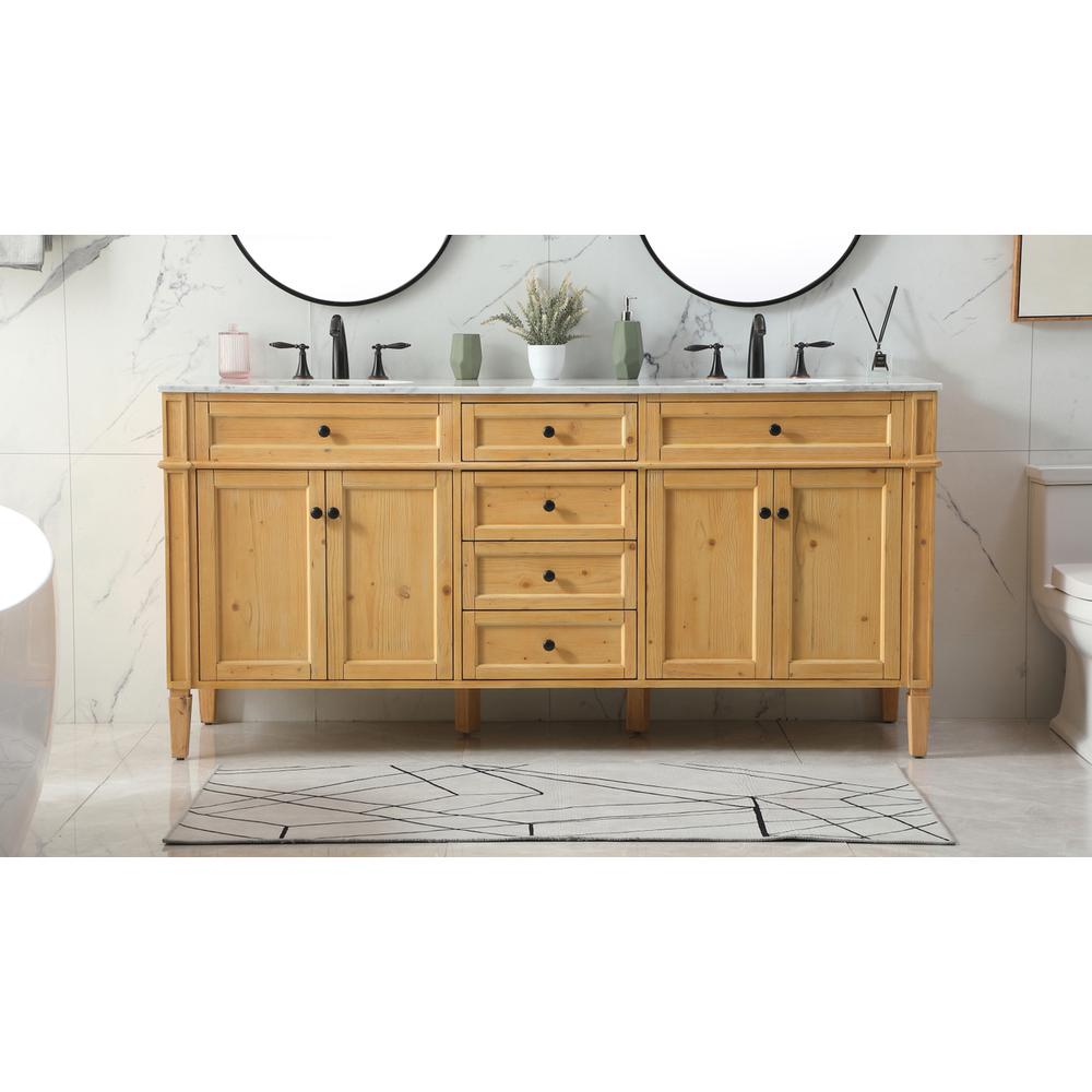 72 inch double bathroom vanity in natural wood. Picture 14