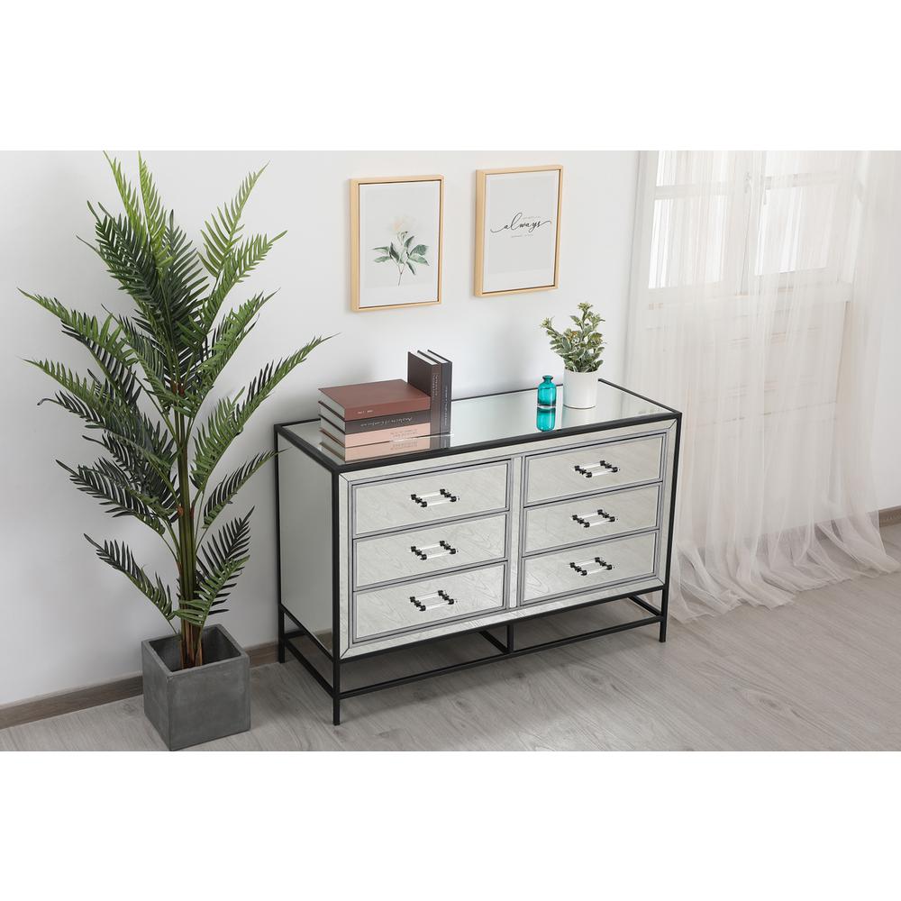 48 inch mirrored 6 drawers chest in black. Picture 3