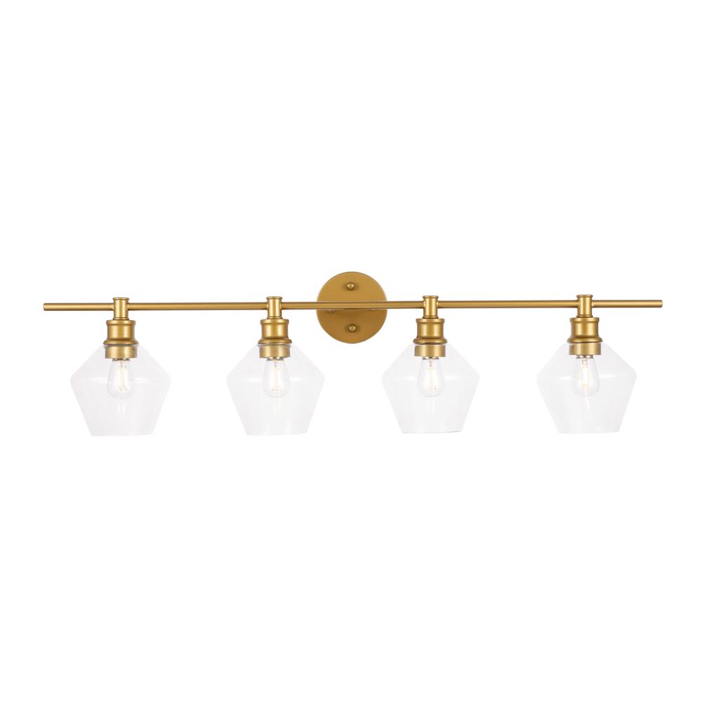Gene 4 light Brass and Clear glass Wall sconce. Picture 9