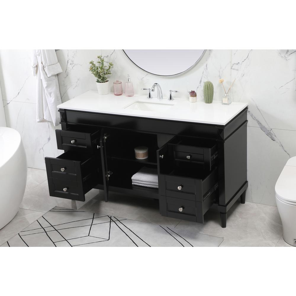 60 inch Single bathroom vanity in black. Picture 3