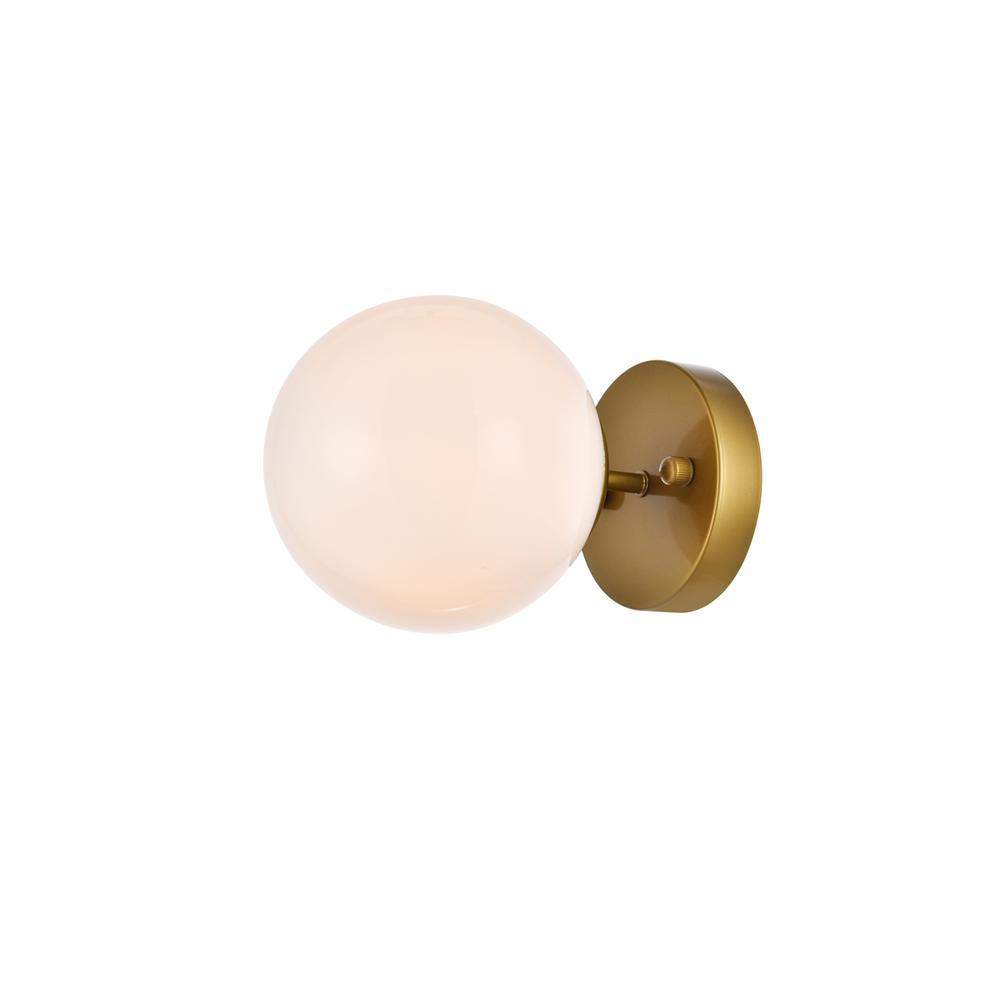 Mimi six inch dual flush mount and bath sconce in brass with frosted glass. Picture 1
