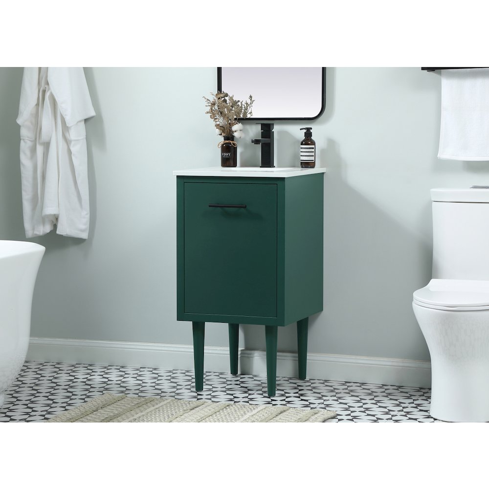 18 Inch Single Bathroom Vanity In Green. Picture 3
