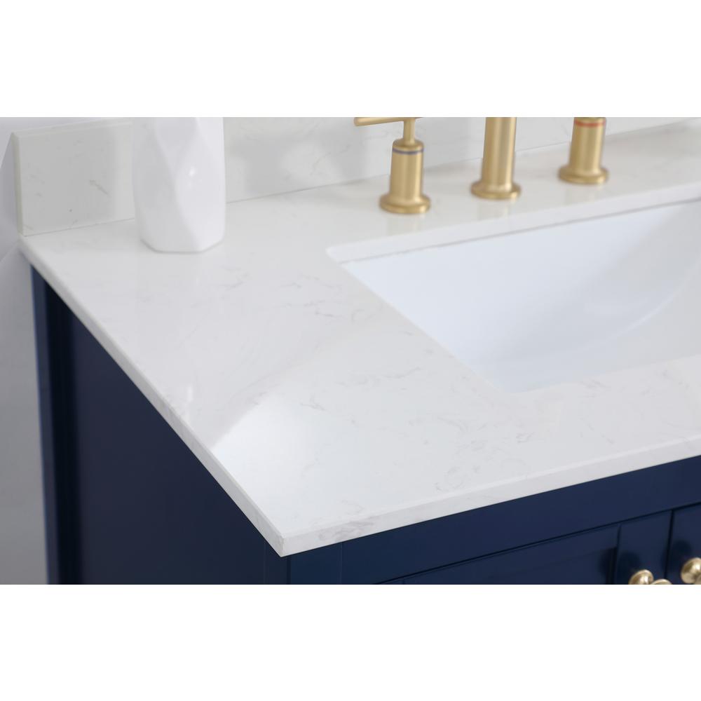 36 inch Single Bathroom Vanity in Blue with Backsplash. Picture 5