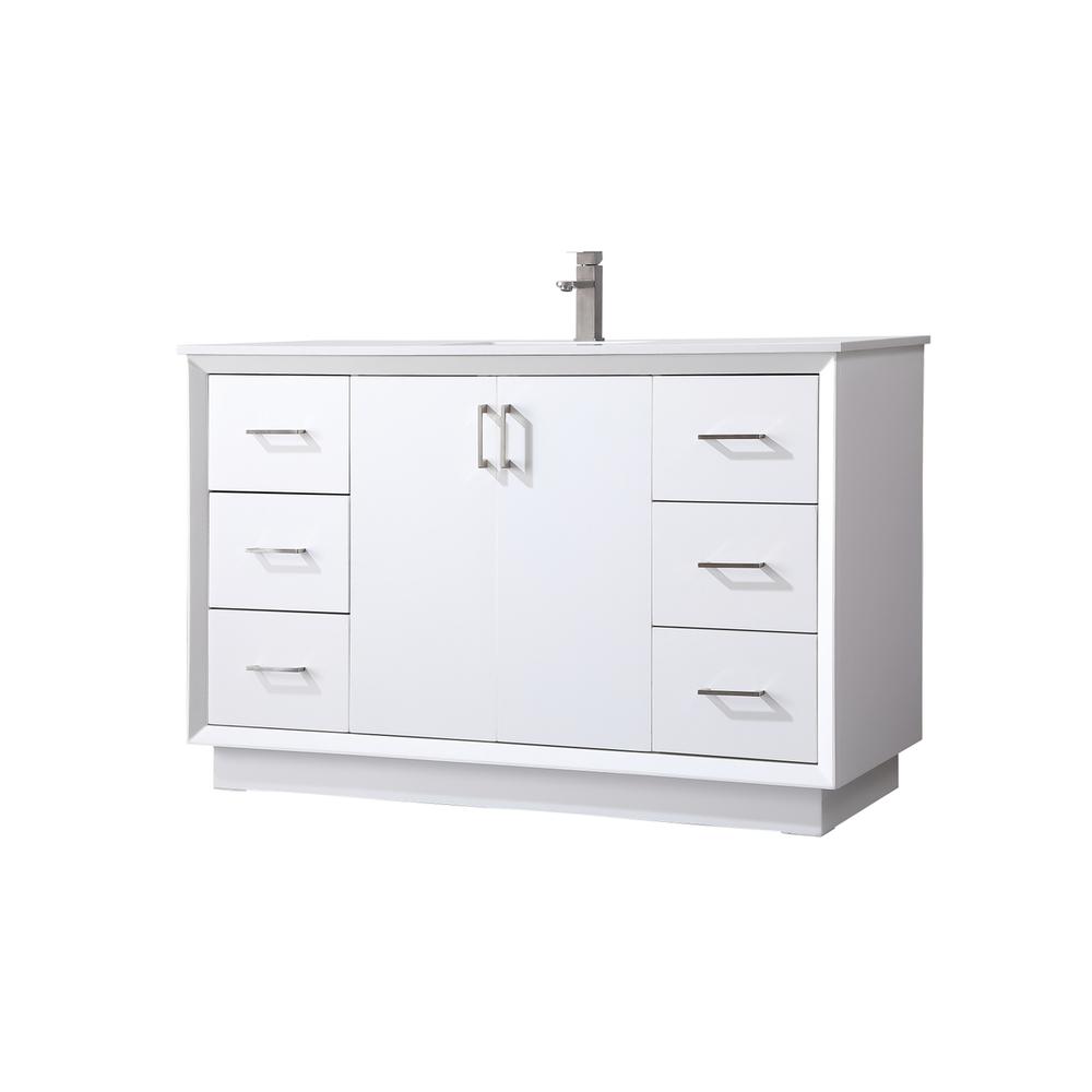 54 Inch SIngle Bathroom Vanity In White. Picture 7