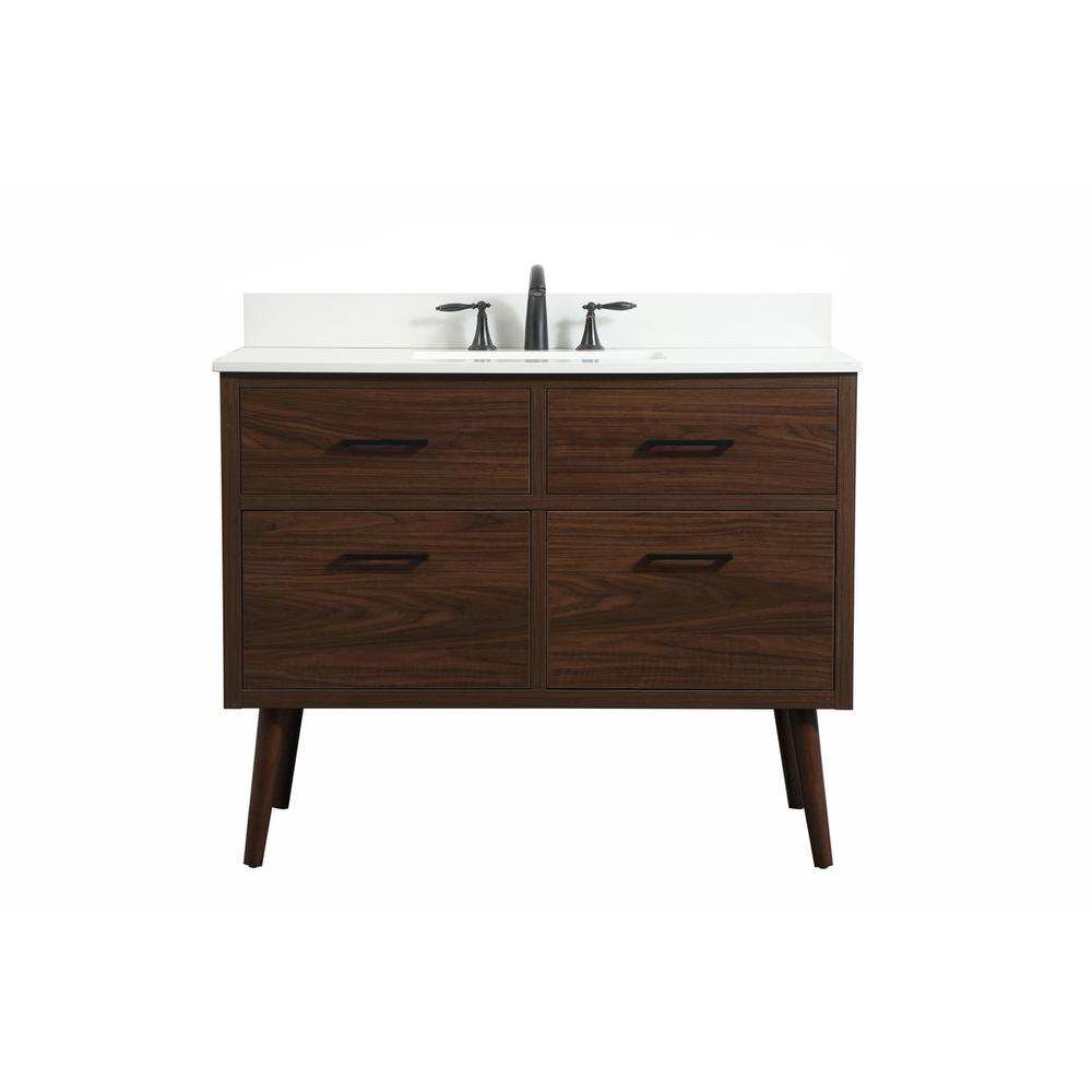 42 inch Single bathroom vanity in walnut with backsplash. Picture 1