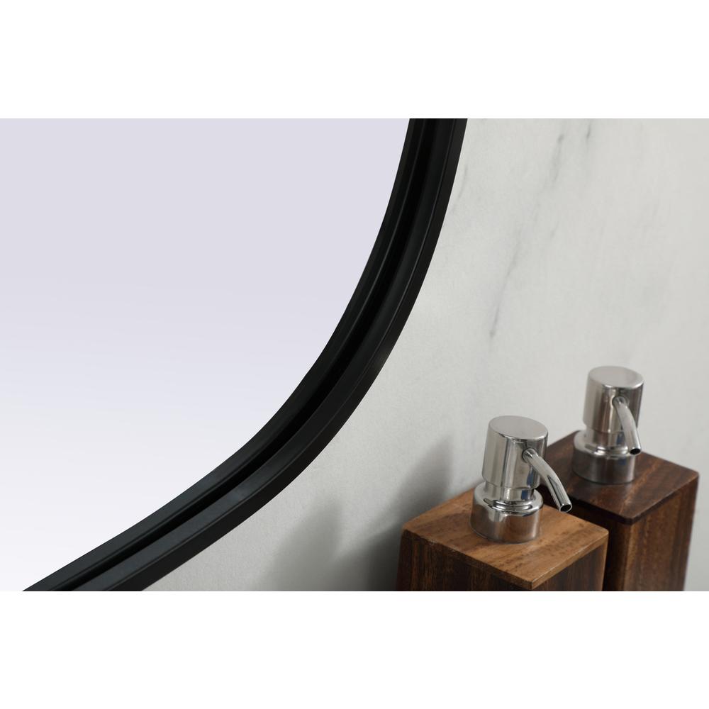 Metal Frame Oval Mirror 20x36 Inch in Black. Picture 6